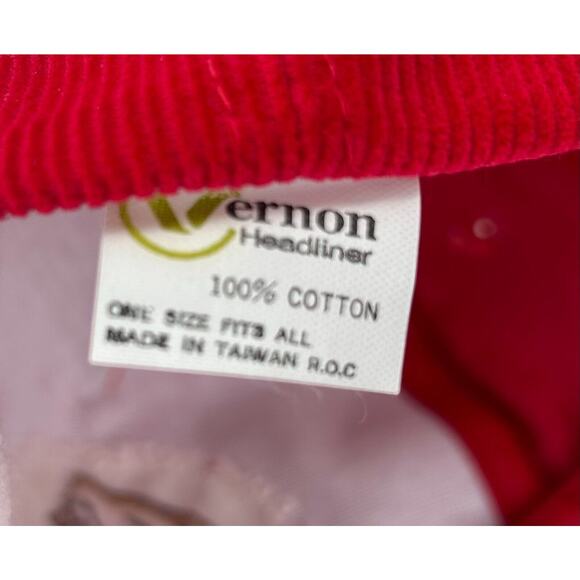 Vtg Six States Distributors Corduroy Snapback Trucker Hat Cap Headliner 80s Red - Picture 10 of 11